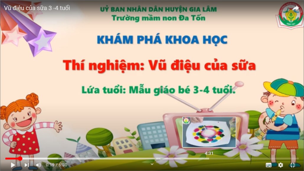 HĐ khám phá   Vũ điệu của sữa  - Giáo viên: Trần Thị Giang ( STEAM)